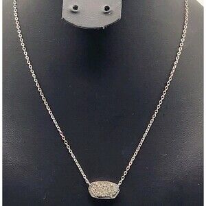 Kendra Scott Elisa Pendant Silver Necklace In Platinum Drusy #2